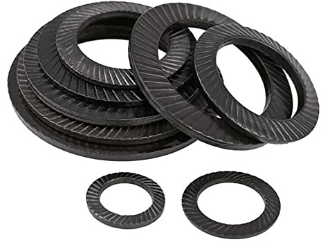 CONPHERON Sicherungsscheiben Schwarz Anti-Rutsch Sicherungsscheibe Kohlenstoffstahl Gezackte Unterlegscheibe M10, 40 pcs