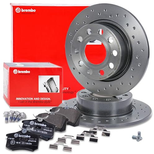 BREMBO XTRA LINE Bremsenset Hinterachse inkl. Gelochte Sport-Bremsscheiben Hinten Ø 253 mm Voll und Bremsbeläge Hinten