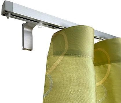 TENDAGGIMANIA Bastone Tenda Soffitto/Parete Moderno L.140CM Colore BIANCO- Binario per Tende a Onda a Corda e Manuale-Terminali e Tappi inclusi- Binario Tenda Modello Cubo