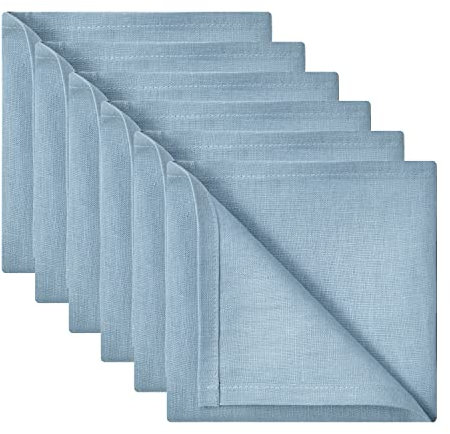 DAPU Pure Linen Servietten 6er Set, 45 x 45 cm, 100% französisches Flachs, waschbare Servietten für Zuhause, weiche, atmungsaktive Servietten mit Oeko Tex 100 Standard, Blau