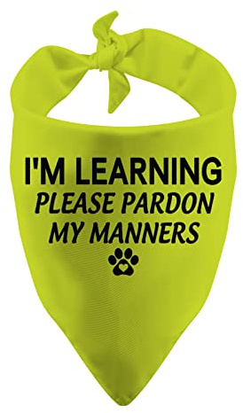 1 Stück Resue I'm Learning Please Pardon My Manners Dog Bandana Give Space Rescue Dog Bandana Pardon Dog Scarf (I'M LEARNING Please Pardon My Manners)