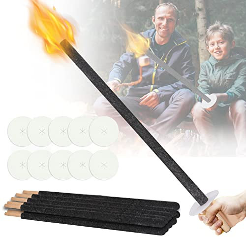 Tubiaz Fackeln 10 Stück Gartenfackeln für Draußen Brennzeit 100 min inkl. Handschutz mit Extra Langem Griff für Kinder Fackeln Nachtwanderung