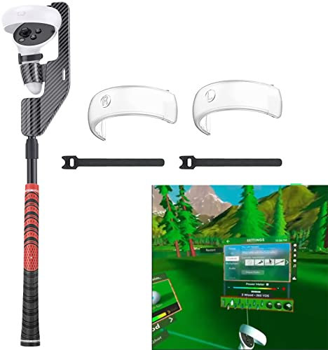 VR Golfschlägergriff kompatibel mit Oculus Quest/Quest 2/Meta /Rift S - VR Golfschlägergriff Befestigung mit 2 Controller-Abdeckungen Bonus, verbessert das immersive VR-Spielerlebnis (rot)