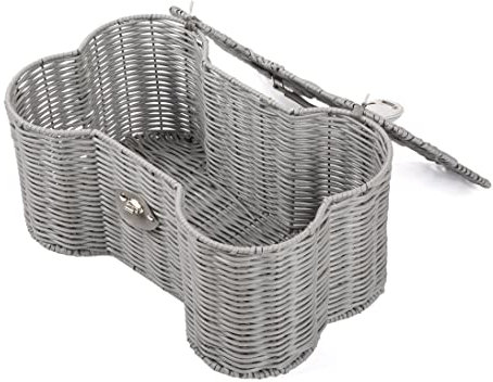 Bone Shaped Storage Basket with Lid – Pet Hamper for Toys, Gifts & Supplies (Small, Grey)