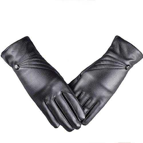 Mädchen Warm Kaschmir Luxuriöse Super Winter Lederhandschuhe Damen Handschuhe Netz Handstulpen Schwarz