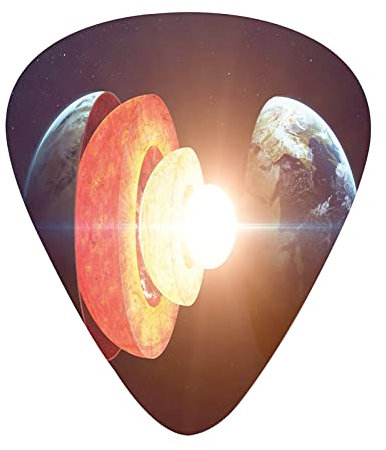 Earth Core-Gitarrenplektren, 12er-Pack, universelle ABS-Gitarrenplektren, Erdkernstruktur, brennendes Magma, geomagnetische tektonische Spaltung, für Akustik- und E-Gitarre, Rot/Schwarz