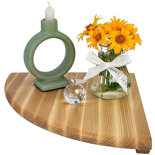 Handgearbeitet Eckregal Hängeregal, Esche Massivholz Eckregal runde Enden Wandregal Holz, Regal Pflanzenregal für Schlafzimmer Wohnzimmer Küche, Ecke, Kinderzimmer, Bücher, Radius 30cm