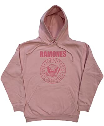 Ramones Kapuzenpullover Rosa Hey Ho Seal Band Logo Nue offiziell Unisex Rosa XL