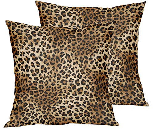 Brauner Leoparden-Kissenbezug, 2 Stück, Geparden-Kissenbezüge, 40,6 x 40,6 cm, Baumwolle, weich, Tierdruck, dekorativer Kissenbezug für Zuhause, Couch, Bett, Sofa, beidseitig bedruckt