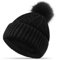 FORVEVO Mütze Damen Winter, Beanie Damen mit Fleece Gefüttert, Warme Wintermütze, Strickmützen mit Bommel für Outdoor Laufen Skifahren (Schwarz)