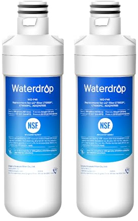 Waterdrop Filtro per Acqua da Frigorifero Compatibile con LG® LT1000P® (2) | Compatibile con LG® LT1000P®, ADQ74793501, ADQ74793502, 46-9980, 9980, adatto a modelli quali LFXC24796S, NSF certificato