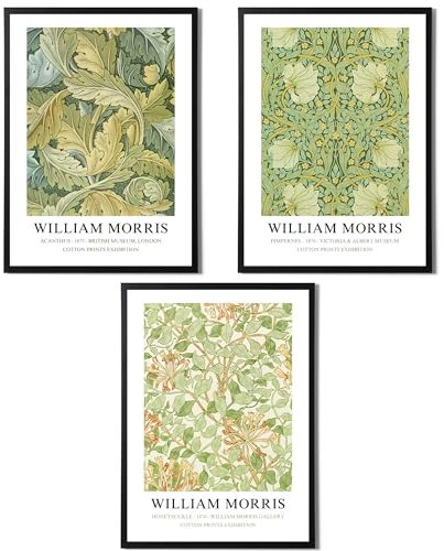 State Media Vision William Morris Set mit 3 Kunstdrucken, Akanthus, Geißblatt, Pimpernel, berühmte Künstlerbilder, erhältlich in einer Vielzahl von Größen (Set 7, nur A3-Druck)