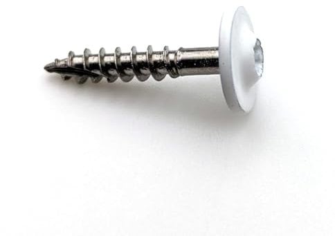 Perffixe Holzschrauben mit Scheibenkopf, 4,5 x 25 mm, RAL 9016, reinweiß, breiter Kopf, Edelstahl, A2 Tx pro 25 Stück