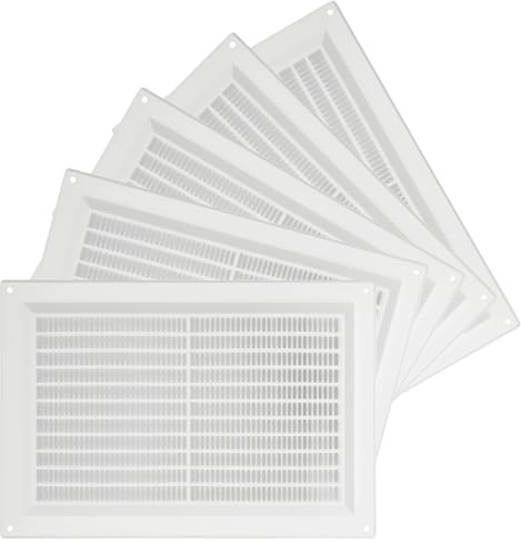 Repa Market 5-Pack 10'' x 7'' Inch / 250 x 170 mm Plastic White - Vent Cover - Rectangular Duct Cover - Air Vent Louver - Protective Screen Mesh - HVAC Ventilation, Exhaust, Air Intake Grill