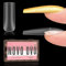 NOVO OVO Vorgefertigte Apex quadratische Nagelspitzen für flache Nägel, klare, vollflächige, Acryl-Nagelspitze zum Aufpressen, vorab aufgetragener Tip-Primer und Basislack, dicke 15 Größen 150 Stück