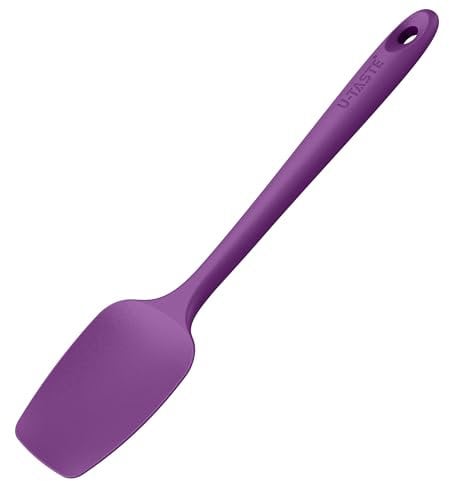 U-Taste 29cm Silikon Löffel Spatel: 250℃ Hochhitzebeständiger Flexibler Nahtloser Gummispatel, Backen Kochen Silikon Teigschaber für Antihaftbeschichtetes Kochgeschirr Mischen Schaben (Lila)