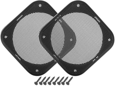 X AUTOHAUX Universal 4 Car Speaker Grills Cover Mesh Square 4 Inch Audio Speaker Subwoofer Guard Protector Case with Mounting Screws ABS Black - Pack of 2