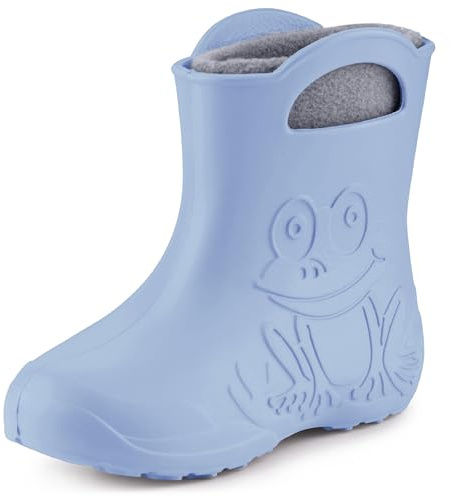 Ladeheid EVA Kinder Jungen Mädchen Gummistiefel Regenschuhe gefüttert LA-CA-03 (Hellblau, 28/29 EU)