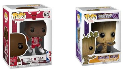 Funko Pop! NBA: Bulls - Michael Jordan - Vinyl-Sammelfigur & Pop! Marvel: Guardians of The Galaxy - Dancing Groot