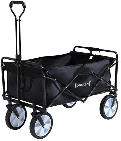 pro.tec Bollerwagen Stenlille Handwagen faltbar Gartenwagen max. 80 kg Strandwagen klappbar 84 x 55 cm Transportwagen mit ergonomischem Tragegriff Schwarz