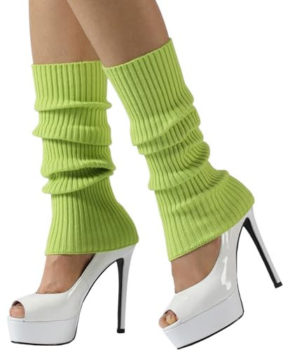 Nanxson Damen Kurz Beinstulpen Gestrickt Stulpen Winter Beinwärmer Legwärmer für Tanz Ballett Yoga 80er Jahre Kostüm Zubehör (A-Hell Grün)