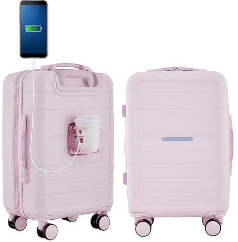 French Connection - Bagage Cabine St. Martin avec Porte-Gobelet et Ports USB, Rose Surprise, 38 cm