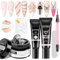 SUPWEE Solid Builder Gel 3D Nail Art Gel and Rhinestone Glue Gels for Nails Kit, Clear 3D Sculpting Gels Nail Painting Carved Super Adhesive for Home DIY Manicure
