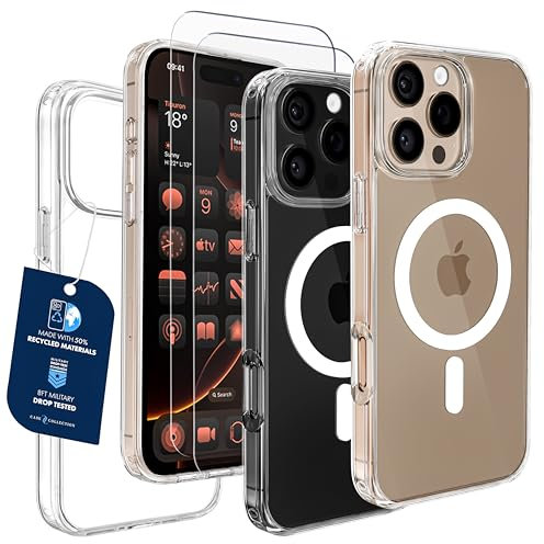 Case Collection for iPhone 16 Pro Max Case and 2X Screen Protector, Compatible with MagSafe, Military-Grade Airbag Protection, Non-Yellowing, Crystal Clear Phone Cover for iPhone 16 Pro Max Case