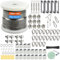 MEDOON 1/8 Wire Rope Kit String Light Hanging Kit Outdoor Light Guide Wire 200FT Cables Wire，Vinyl Coated Stainless Steel Cable Wire for Outdoor,Garden,Kitchen,Craft with Turnbuckle