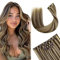 Hetto Clip in Extensions Echthaar Braun Echthaar Extensions Clip Highlight Mittel Blond Gerade Remy Vollkopf Natürliche Invisible Haarverlängerung 5pcs 80g 50 cm #p4/27