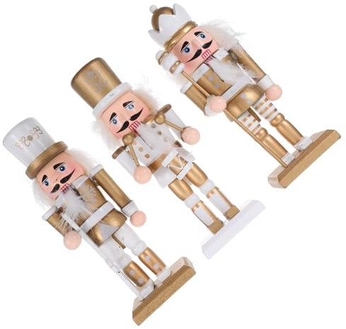 PRETYZOOM Soldats Casse-Noisette en Bois Décoration De Noël 15cm Ornements De Noël Casse-Noisette Dorés Décoration De Table De