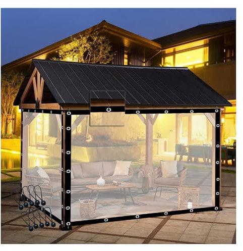 Bâche imperméable en PVC transparent pour pergola, porche, tonnelle, taille personnalisable 3 x 5 m