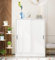 PREMTURE Armoire à chaussures coulissante à 2 portes avec 3 étagères - Blanc - MDF - 35 x 102 x 80 cm (P x l x H) - Pour couloir, salon