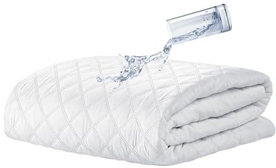 Coprimaterasso Trapuntato Impermeabile Micro Traspirante Silenzioso Barriera Liquidi Lenzuolo Angoli Elasticizzati SalvaMaterasso Poliestere - Singolo (Bianco, 90x200+30Cm)