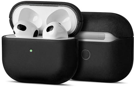 Maogoam Funda de piel para AirPods de 3ª generación, auténtica cera de aceite vintage, piel de vacuno Crazy Horse para Apple Airpods 3, hecha a mano, totalmente envuelta, estilo Indiana-Jones, color