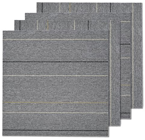 tonchean 20 Stück Teppichfliesen 50 x 50 cm Strapazierfähiger Teppichfliesen Selbstliegend Bodenfliesen Gewerbe Teppich Fliesen Rutschfest Teppichboden Bitumen Rücken für Haus und Büro, Grau (5㎡)