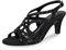 PIZZ ANNU Womens Sandals Sparkly Rhinestones Strappy Kitten Heels Ladies Wedding Shoes for Women Bride Slingback Summer Prom Party Black Size 4