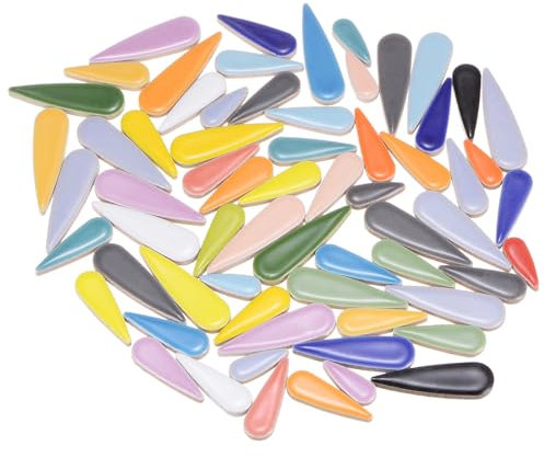 QUARKZMAN Keramik Mosaikfliesen, 500g Tropfen Blumenblätter Fliesen Mosaikblöcke für Kunsthandwerk und Wohnkultur, gemischte Farbe