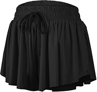 Blaosn, Weite Sportshorts für Damen, Fürs Fitnessstudio, Yoga, Workout, Joggen oder Tennis, Schwarz, X-Klein