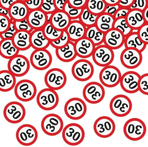 WenmthG 200 Stk Konfetti 30 Geburtstag Deko Verkehreszeichen - Streudeko 30 Geburtstag für Tischdeko Geschenk usw. - Deko 30. Jahre Frauen Männer - 30 Geburtstagsgeschenk Deko