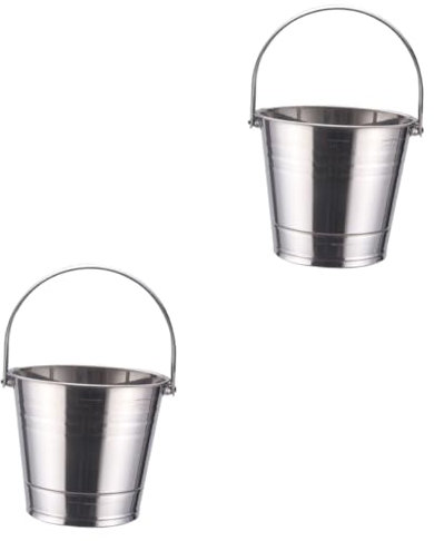 Ciieeo 2 Pcs Stainless Steel Ice Bucket Large Ice Bucket Tongs Golf Cube Mold Bars Drink Cream Maker for Man Small Inflatable Block Silver
