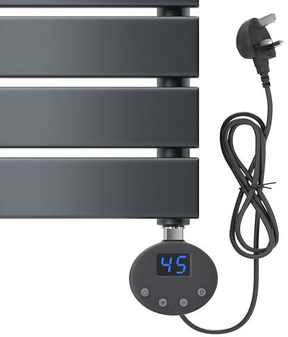 ZANOFIRA Electric Heating Element with Plug, Thermostat Timer LCD Display for Towel Rails and Radiators Anthracite 1000W