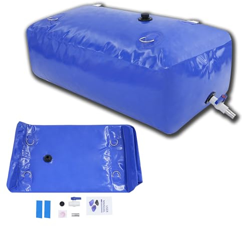 Wasserkanister Faltbar, 110L Wasserblasen-AufbewahrungsbehäLter mit Wasserleitungsdurchführung und Zugring, Tragbarer Wassersack für Notwasservorrat, Outdoor, Zuhause & Camping, Blau (240L)