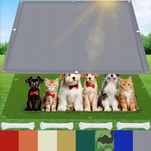 AMXFS Toldo con Ojales con 95% de Efecto de sombreado, de Tela Oxford, 180 g/㎡, 4m x 8m Tela Impermeable para toldo de jardín, protección UV, protección Solar para Camping, balcón, Piscina