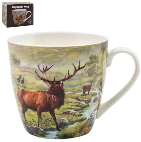 The Leonardo Collection Stag Breakfast Mug Macneil Studios, Tea and Coffee Mugs for Hot Drinks | Fine China Printed Mugs for Kitchen & Home | Reusable Ceramic Cups for Every Occasion
