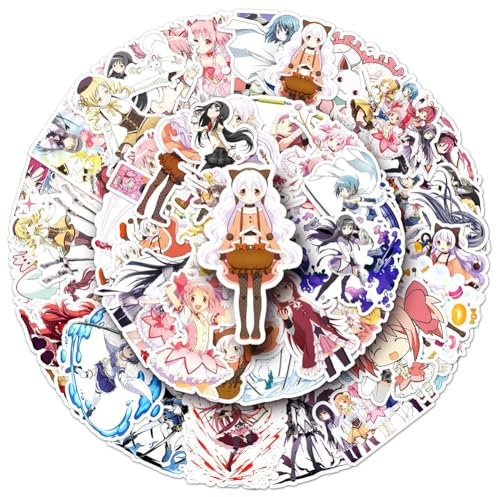 Zhongkaihua Anime-Aufkleber, Motiv: Mami Tomoe/Kaname Madoka/Akemi Homura, Figuren-Aufkleber, bunt, wasserdicht, für Laptop, Computer, Handy, Wasserflaschen, Auto, 50 Stück
