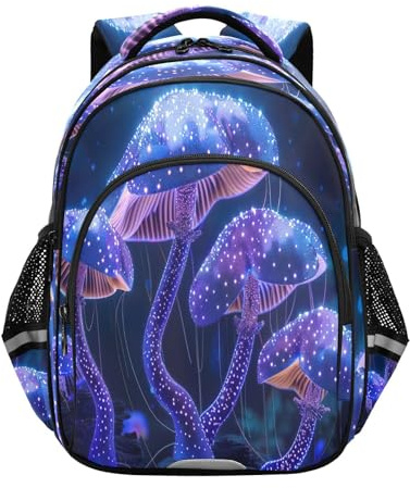 RPLIFE Psychedelic Mushrooms Rucksack, 38,1 cm, für Jungen und Mädchen, leichter Rucksack für Kinder, Violett, Psychedelic Mushrooms Purple 1, S