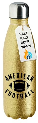 Huuraa Trinkflasche American Football Ball 500ml Gold Edelstahl Wasserflasche Trinkflasche Geschenkidee