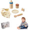 Baby Doll Feeding Set Realistic Wooden Baby Doll Feeding Accessories with Spoon, Section Plate, Milk Bottle and More, Accessories for Playing House Toy