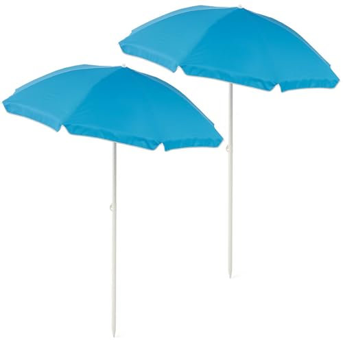 SACAR Ombrellone da Spiaggia POLY Ø180 cm – Richiudibile in 3 Sezioni con Custodia – Struttura in Metallo e Tessuto Poliestere 210T – Regolabile e Leggero per Mare e Viaggio (2 OMBRELLONI)
